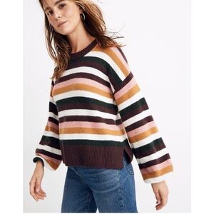 Madewell Striped Payton Pullover Sweater Coziest Yarn Heather Sunset Small